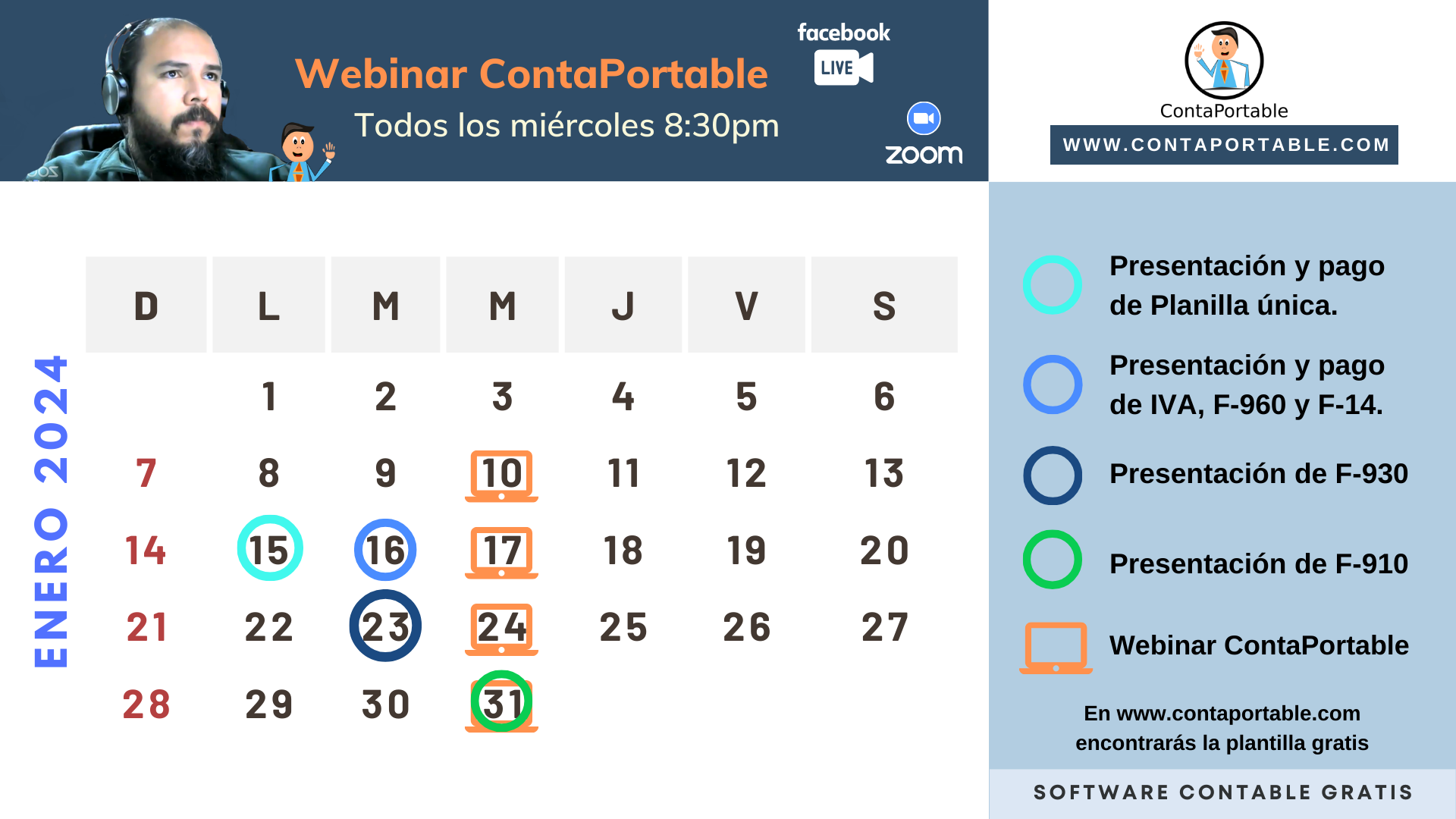 Calendario 2024 de presentación de IVA, F14, ISSS, AFP, y otros